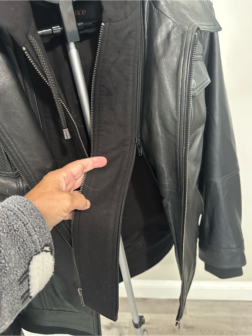 Quince Black Leather Hooded Jacket - Picture 16 of 17